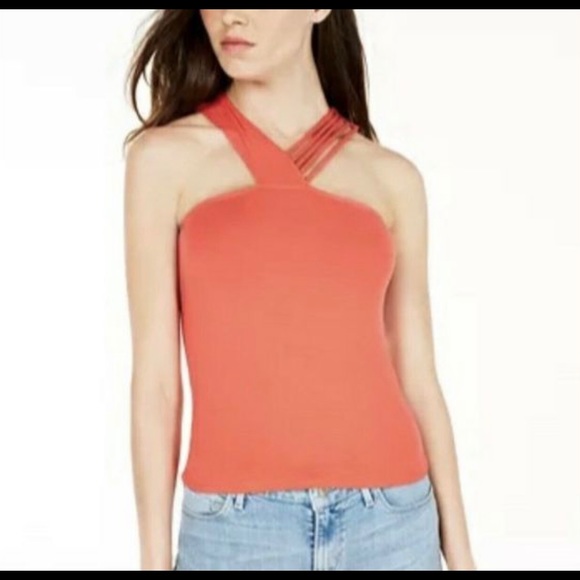 GUESS Womens Red Chas Halter Sleeveless Top - Picture 4 of 4